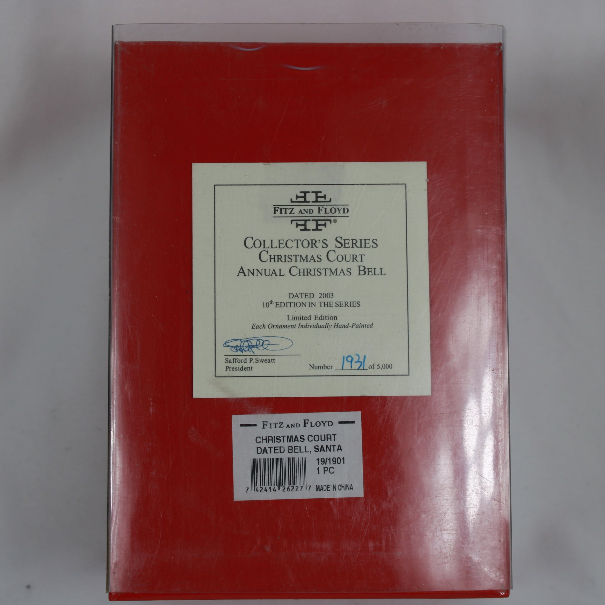 Fitz and Floyd 2003 Christmas Court Annual Santa Bell 10th Edition