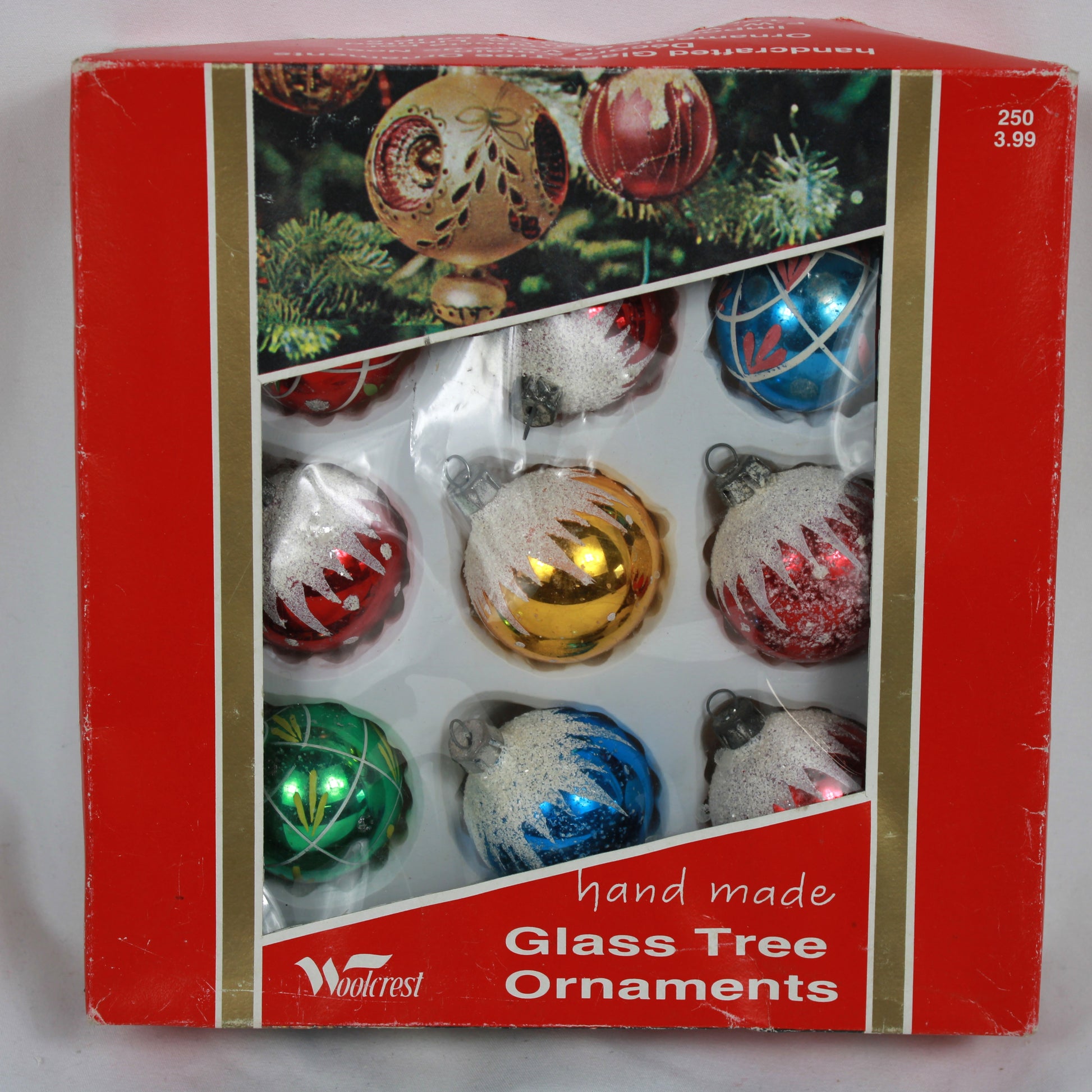 Vintage Woolcrest Woolco Glass Christmas Tree Ornaments Made in Poland - Set of 9 (Lot 1)