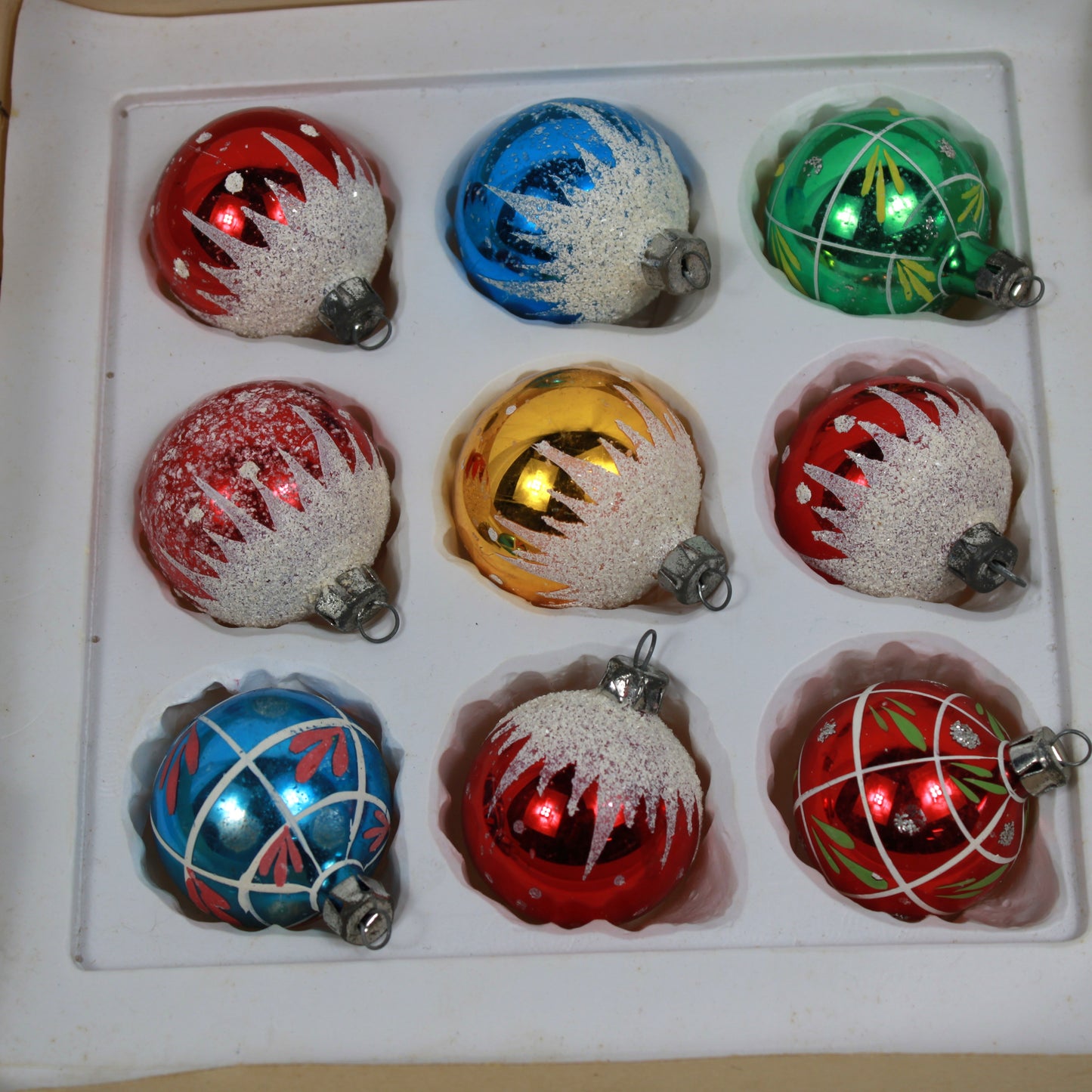 Vintage Woolcrest Woolco Glass Christmas Tree Ornaments Made in Poland - Set of 9 (Lot 1)