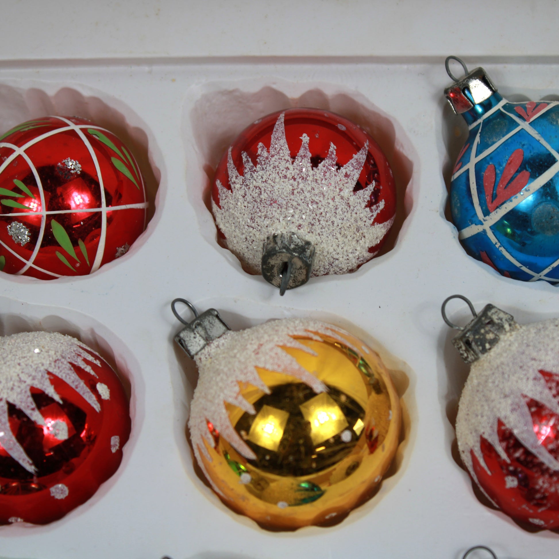 Vintage Woolcrest Woolco Glass Christmas Tree Ornaments Made in Poland - Set of 9 (Lot 1)