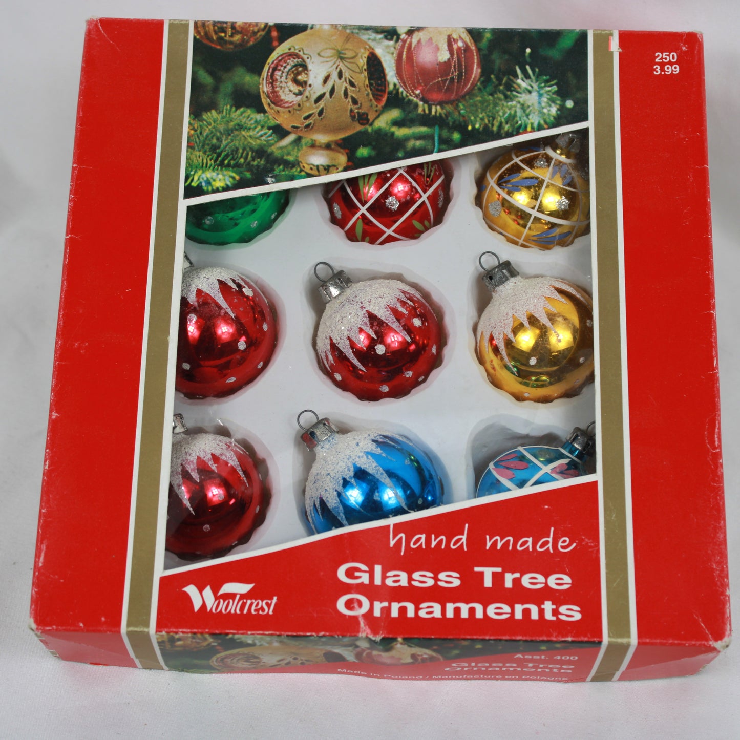Vintage Woolcrest Woolco Glass Christmas Ornaments Made in Poland - Lot 2