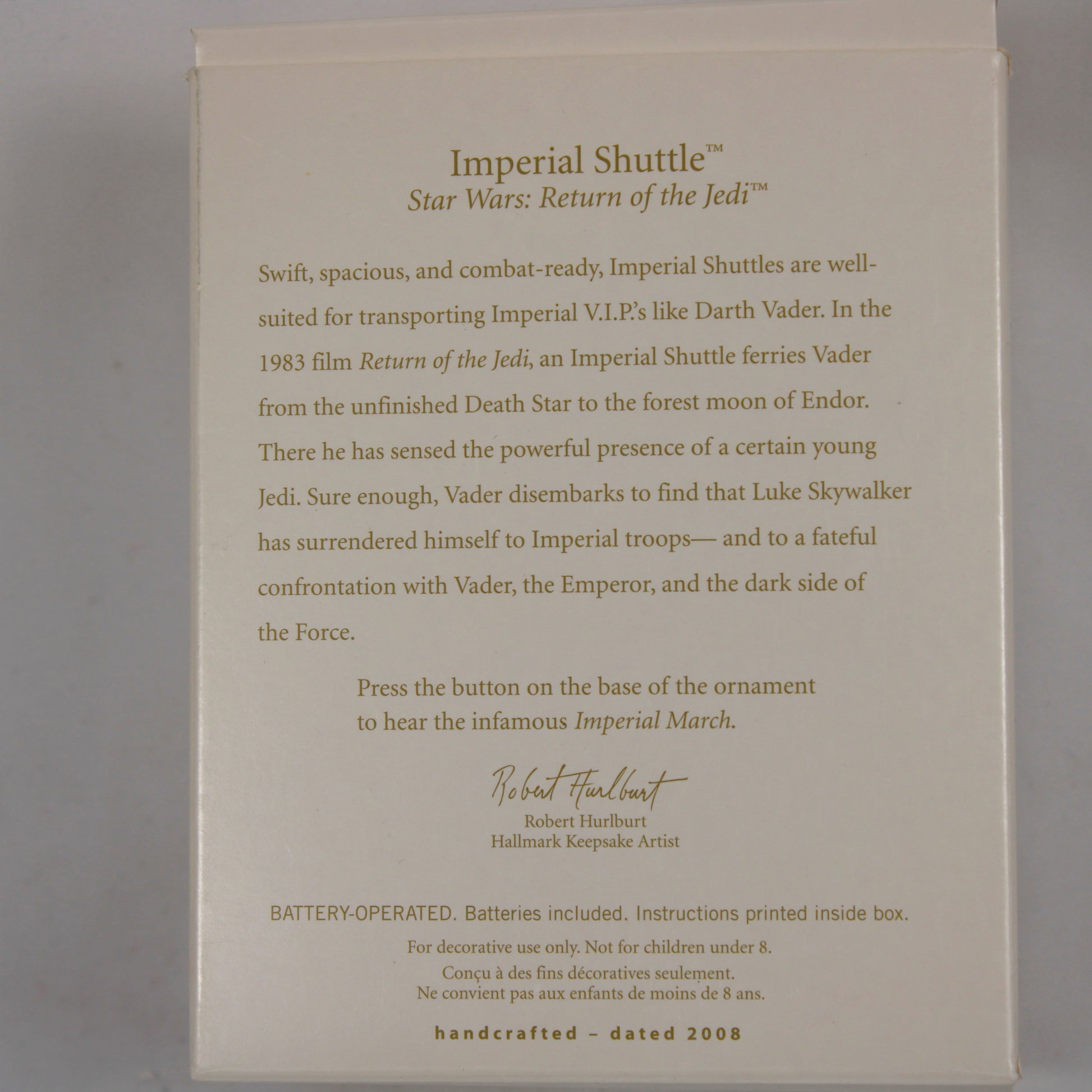 2008 Hallmark Keepsake Star Wars Imperial Shuttle Magic Sound Ornament