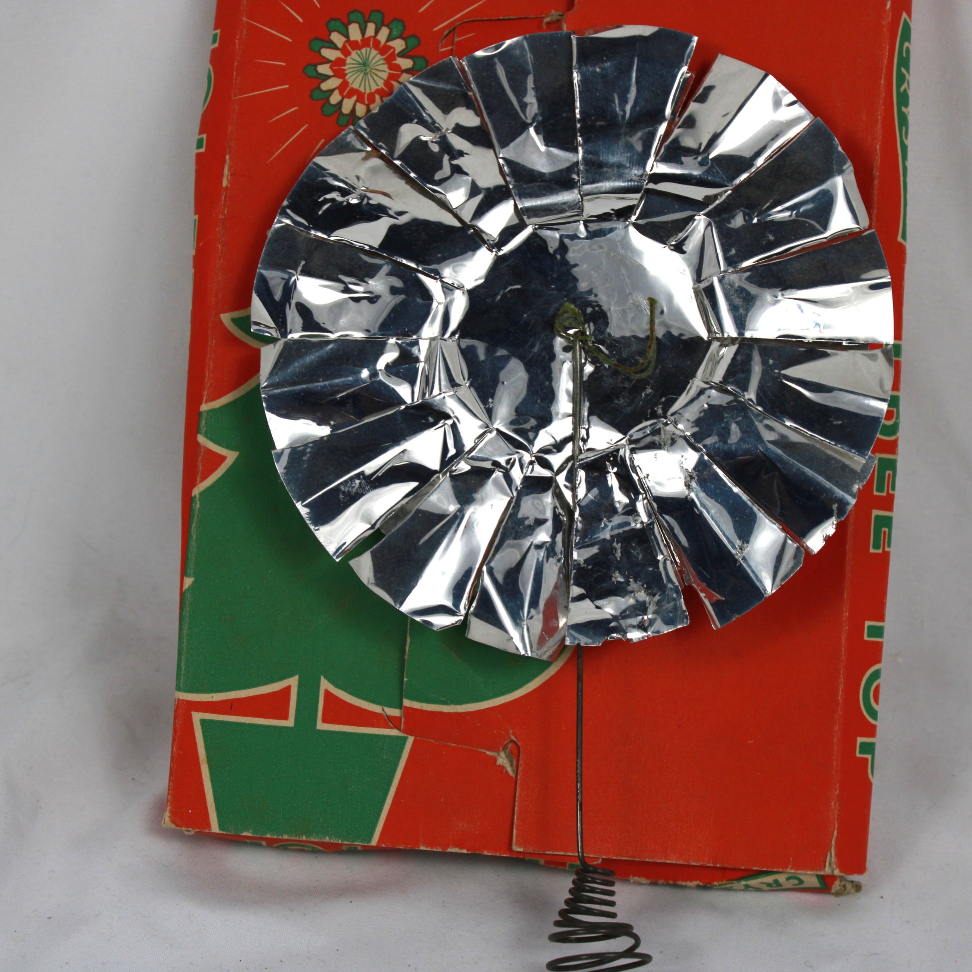 1950s-1960s Crystal Silver Foil Christmas Tree Topper with Original Box