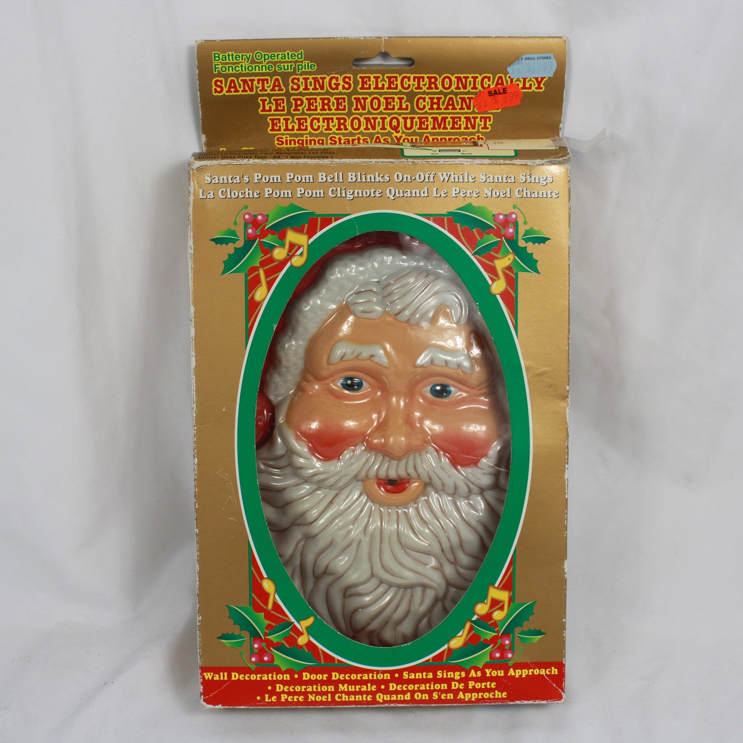 Vintage 1995 Telco Creations Musical Santa Claus Wall Hanging Decor