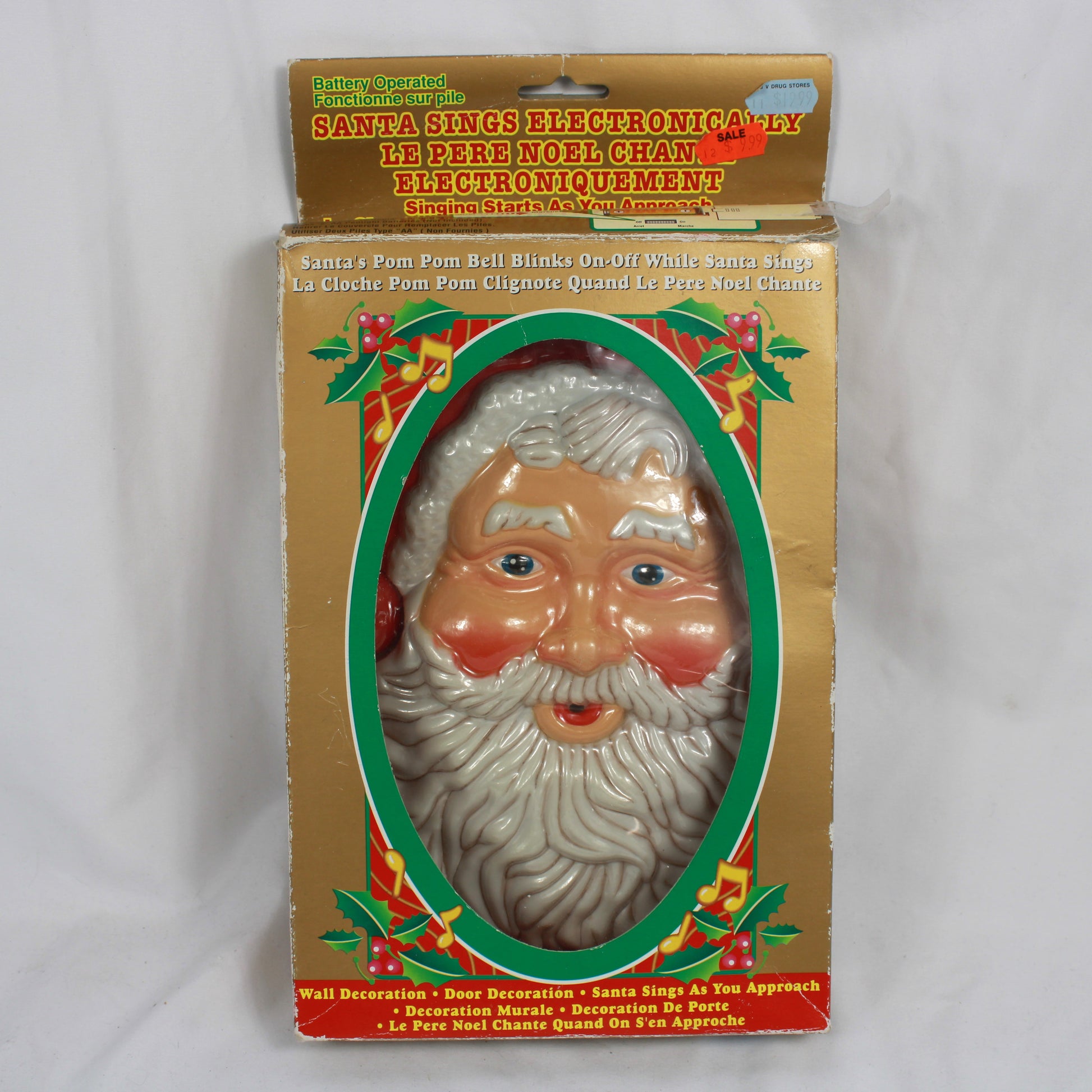 Vintage 1995 Telco Creations Musical Santa Claus Wall Hanging Decor