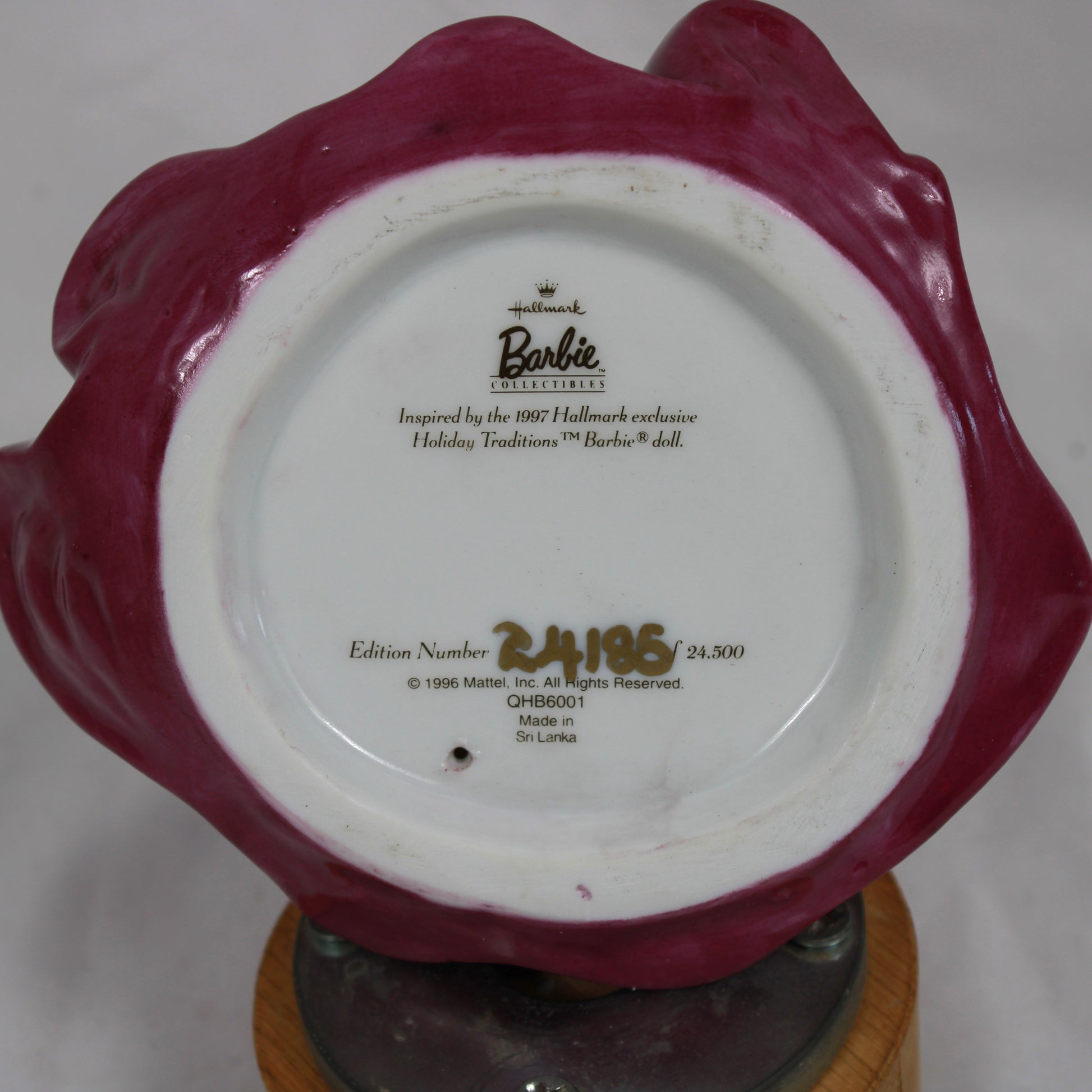 1997 Hallmark Barbie Collectibles Holiday Traditions Limited Edition Porcelain Figurine - Edition No. 24185