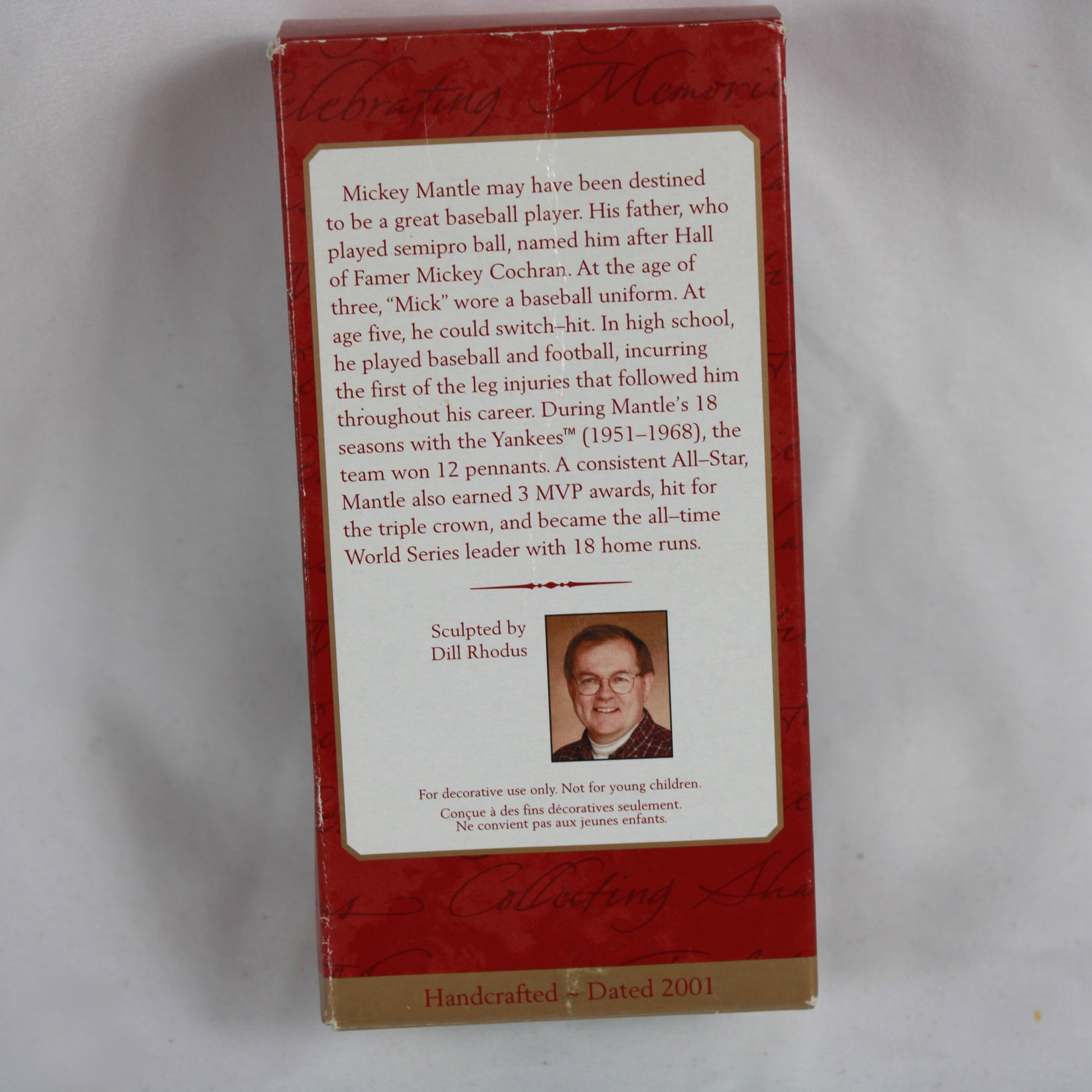 Hallmark Keepsake 2001 Mickey Mantle New York Yankees Christmas Ornament