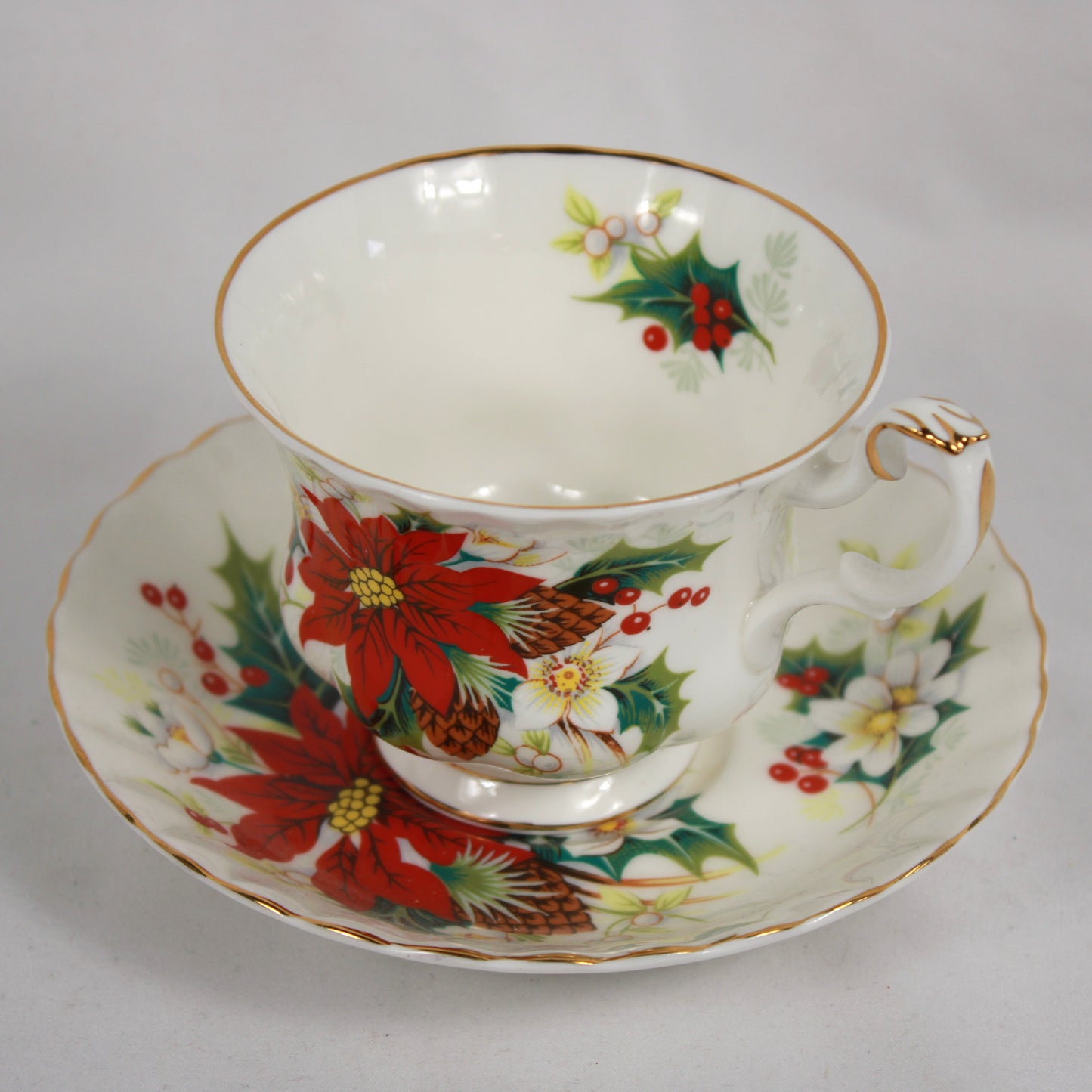 Royal Albert Poinsettia Bone China Cup and Saucer Set