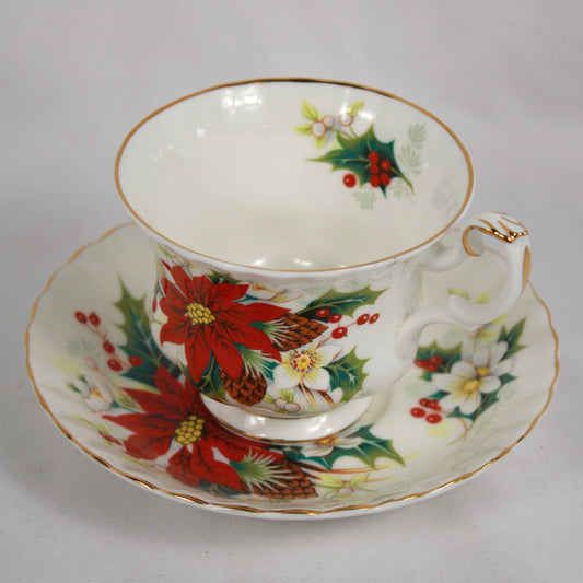 Royal Albert Poinsettia Bone China Cup and Saucer Set