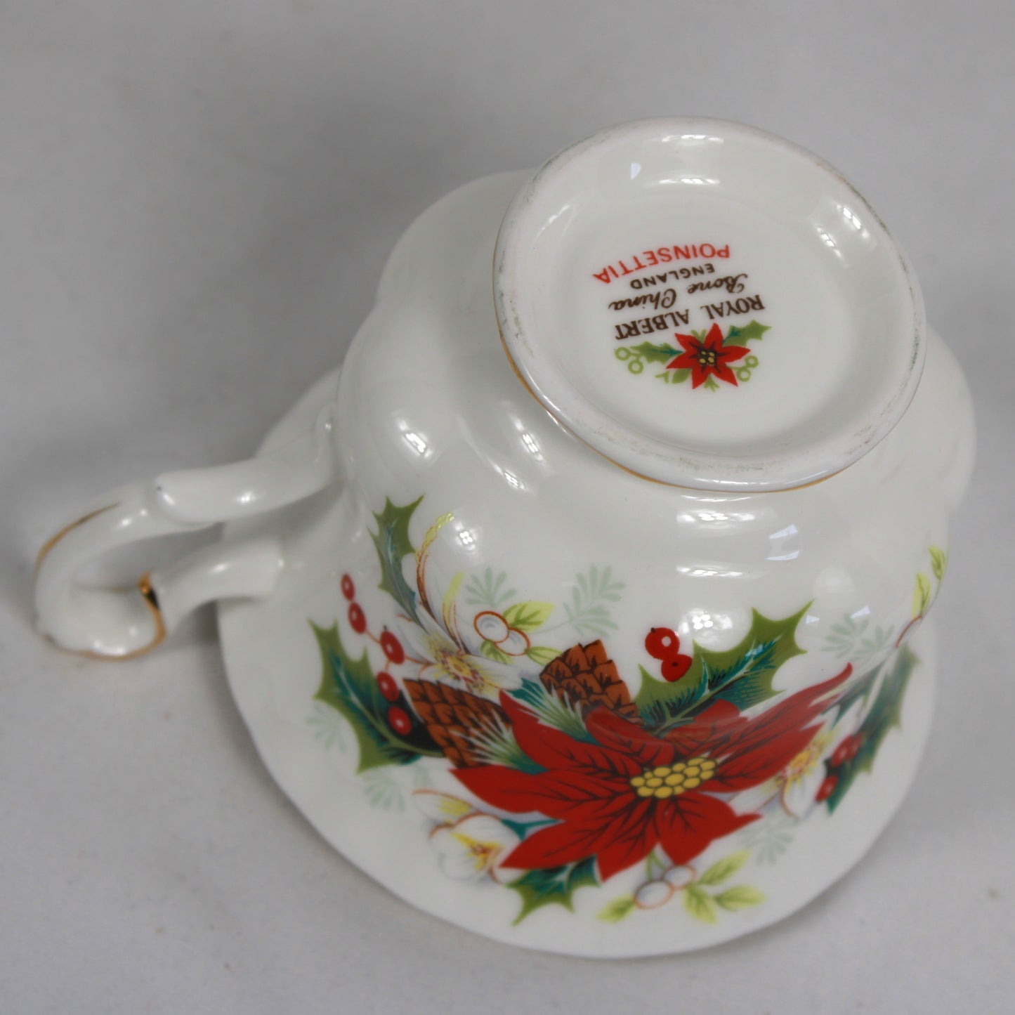 Royal Albert Poinsettia Bone China Cup and Saucer Set