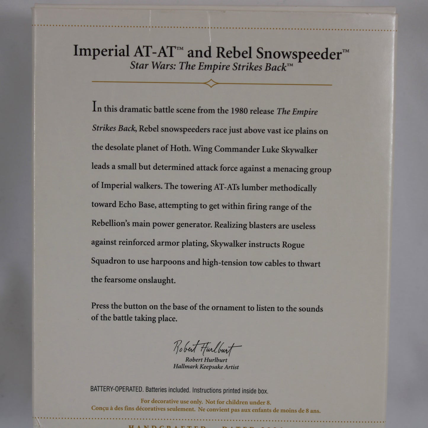 Hallmark Keepsake 2006 Star Wars Imperial AT-AT and Rebel Snowspeeder Magic Ornament