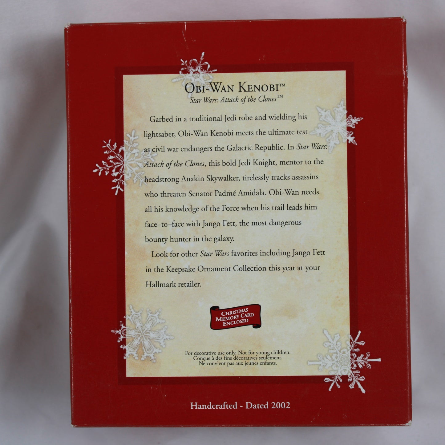 Hallmark Keepsake 2002 Star Wars Obi-Wan Kenobi Attack of the Clones Christmas Ornament