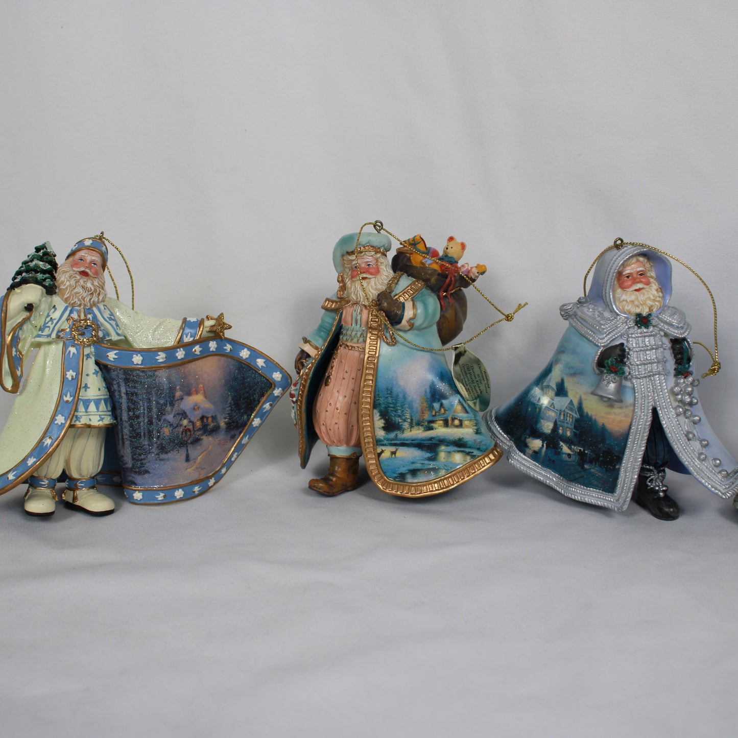 Thomas Kinkade Old World Santas Heirloom Ornaments Set of 12 with COAs