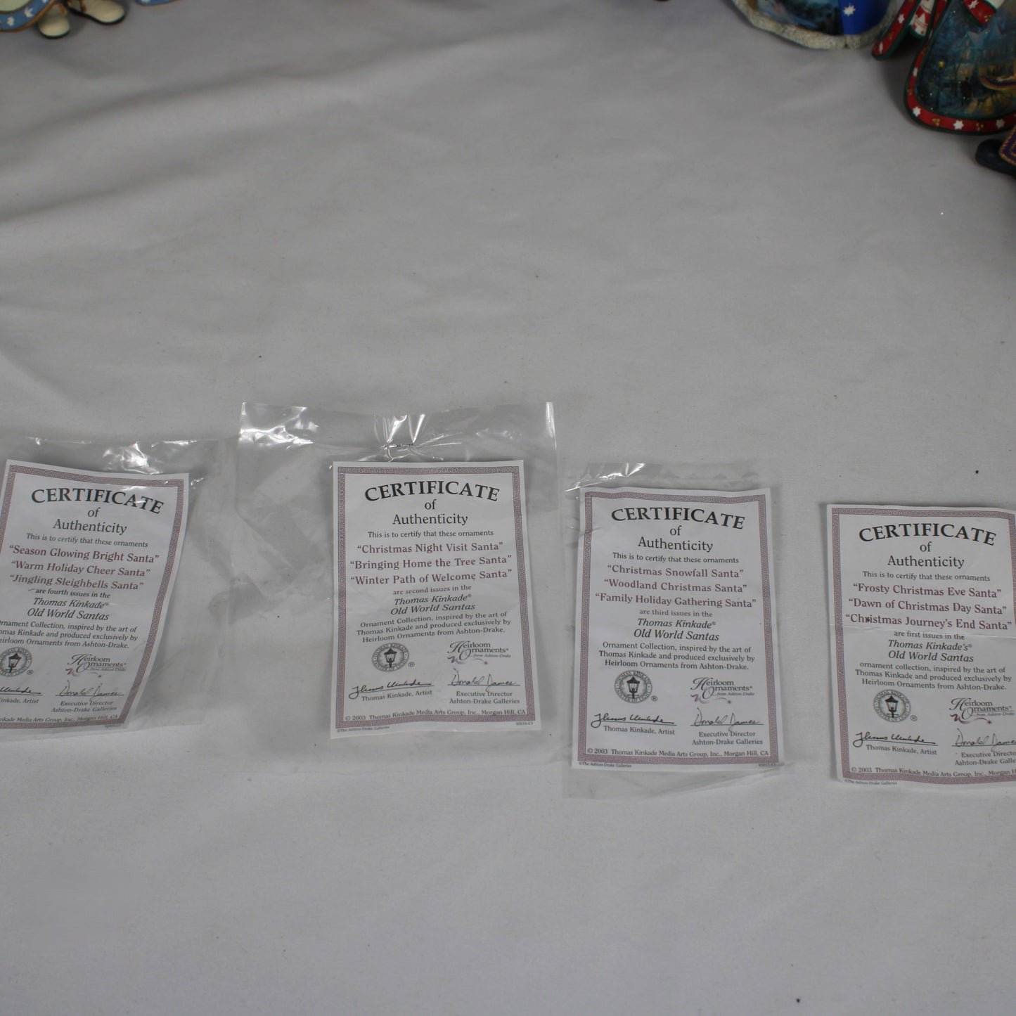 Thomas Kinkade Old World Santas Heirloom Ornaments Set of 12 with COAs