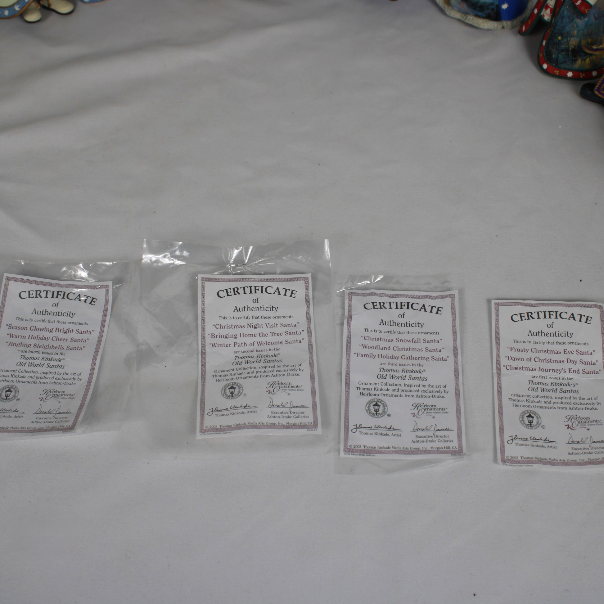 Thomas Kinkade Old World Santas Heirloom Ornaments Set of 12 with COAs