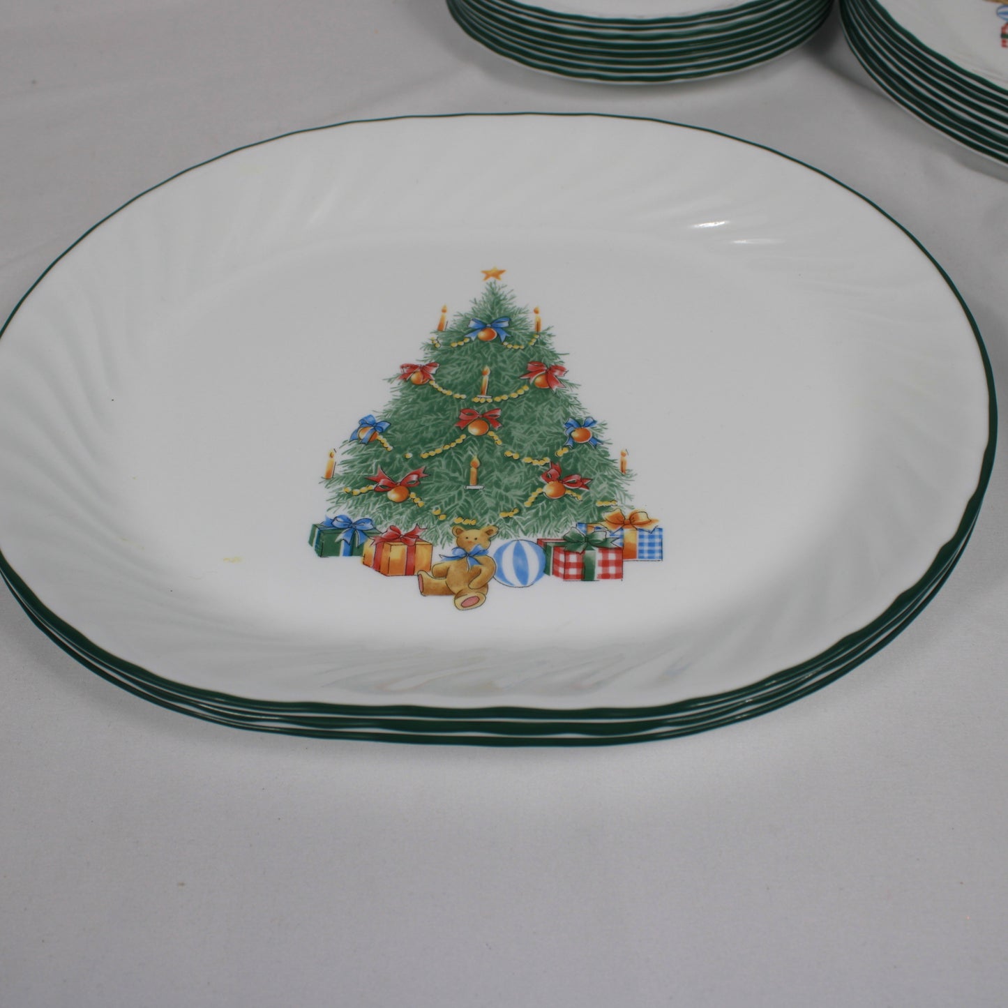 Vintage Corelle Christmas Tree Plates and Platters Set - 19 Pieces