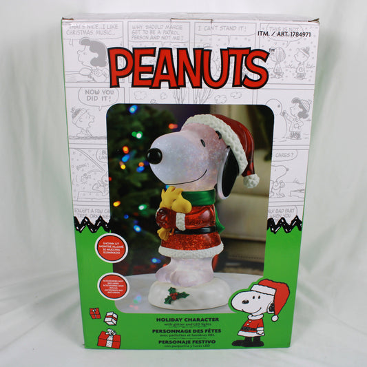 Peanuts Snoopy and Woodstock Lighted Christmas Holiday Character Glitter Water Globe Figurine