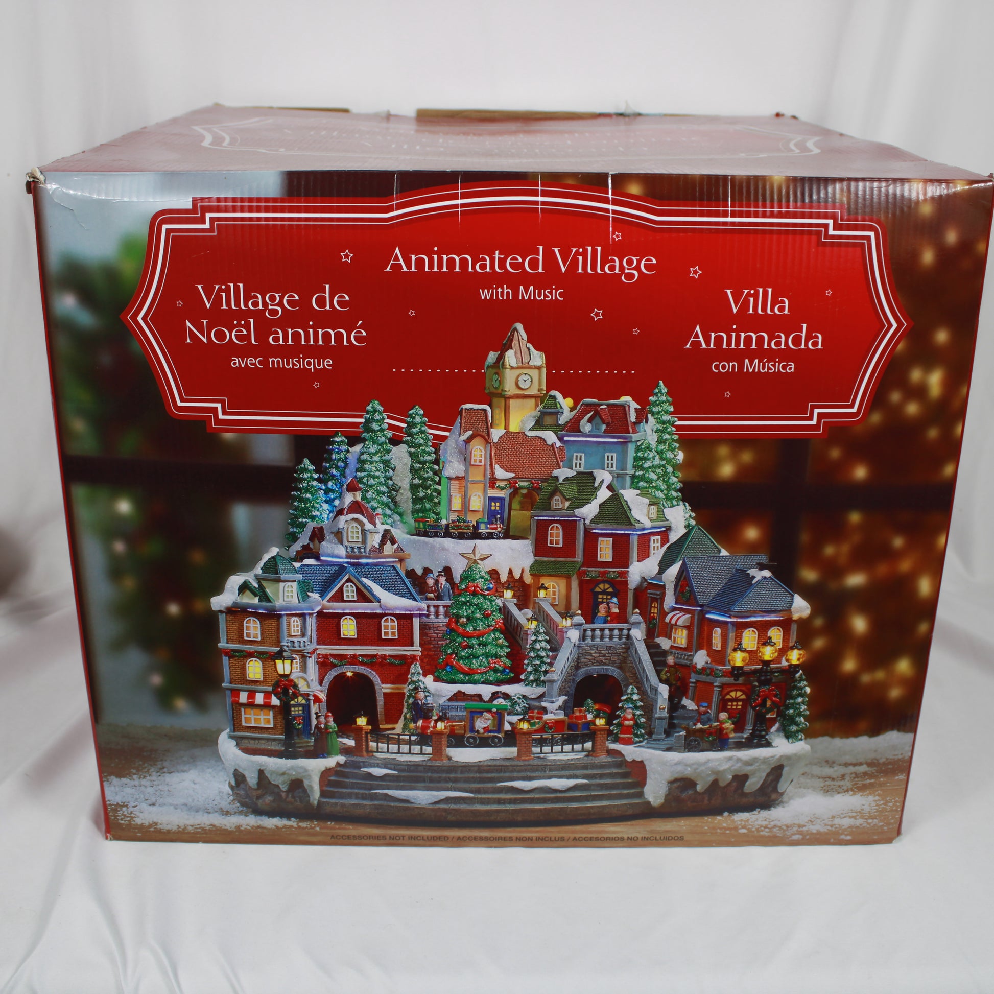 Moments in Time Costco Animated Christmas Village with Music Tabletop Decoration
