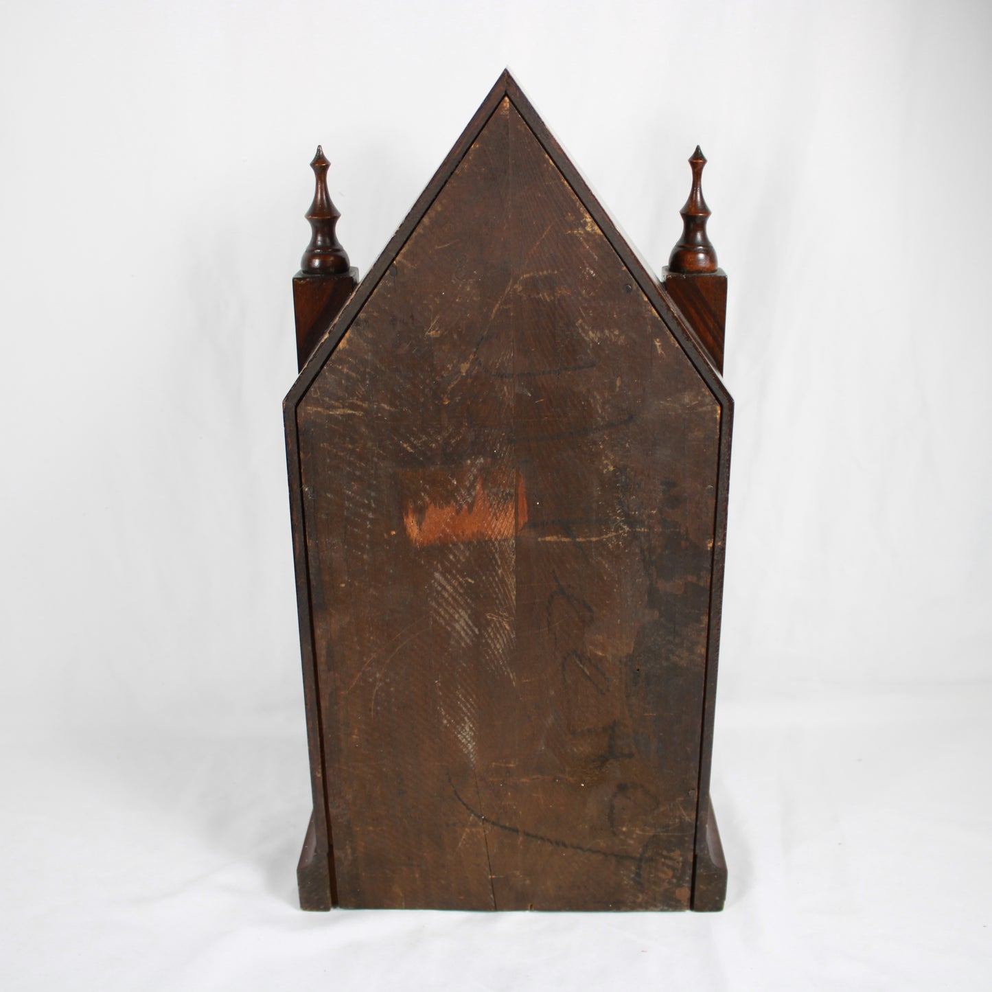 E. N. Welch Gothic Steeple Mantle Clock Floral Reverse Glass Door