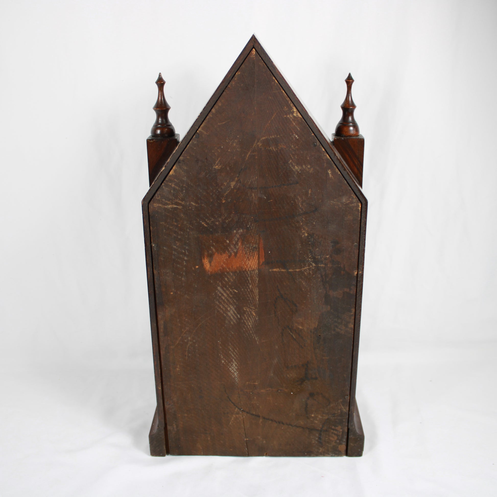E. N. Welch Gothic Steeple Mantle Clock Floral Reverse Glass Door