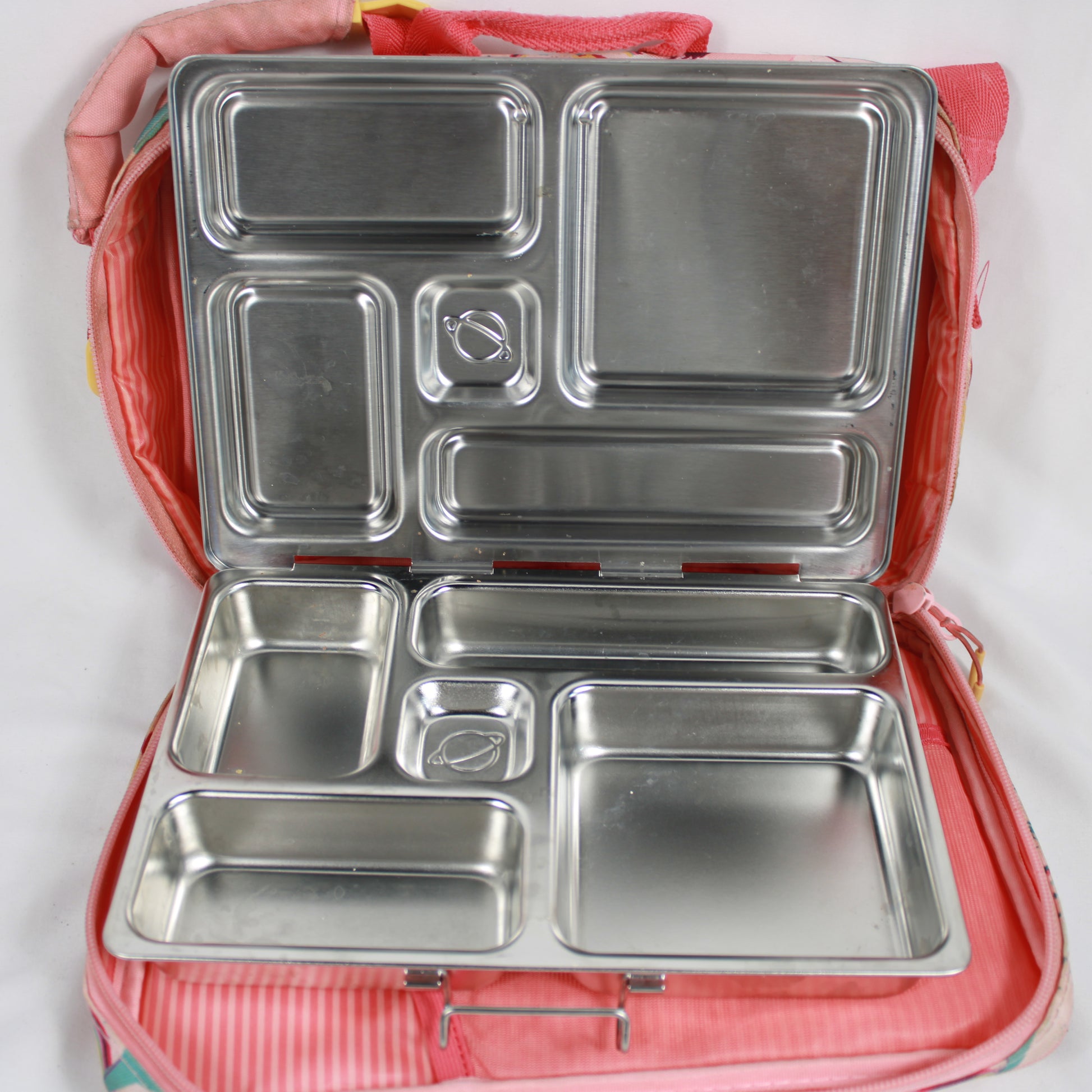 PlanetBox Rover Stainless Steel Bento Lunch Box with Pink Unicorn Carry Bag