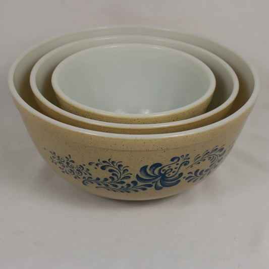 Pyrex Homestead Speckled Nesting Mixing Bowl Set 401 402 403