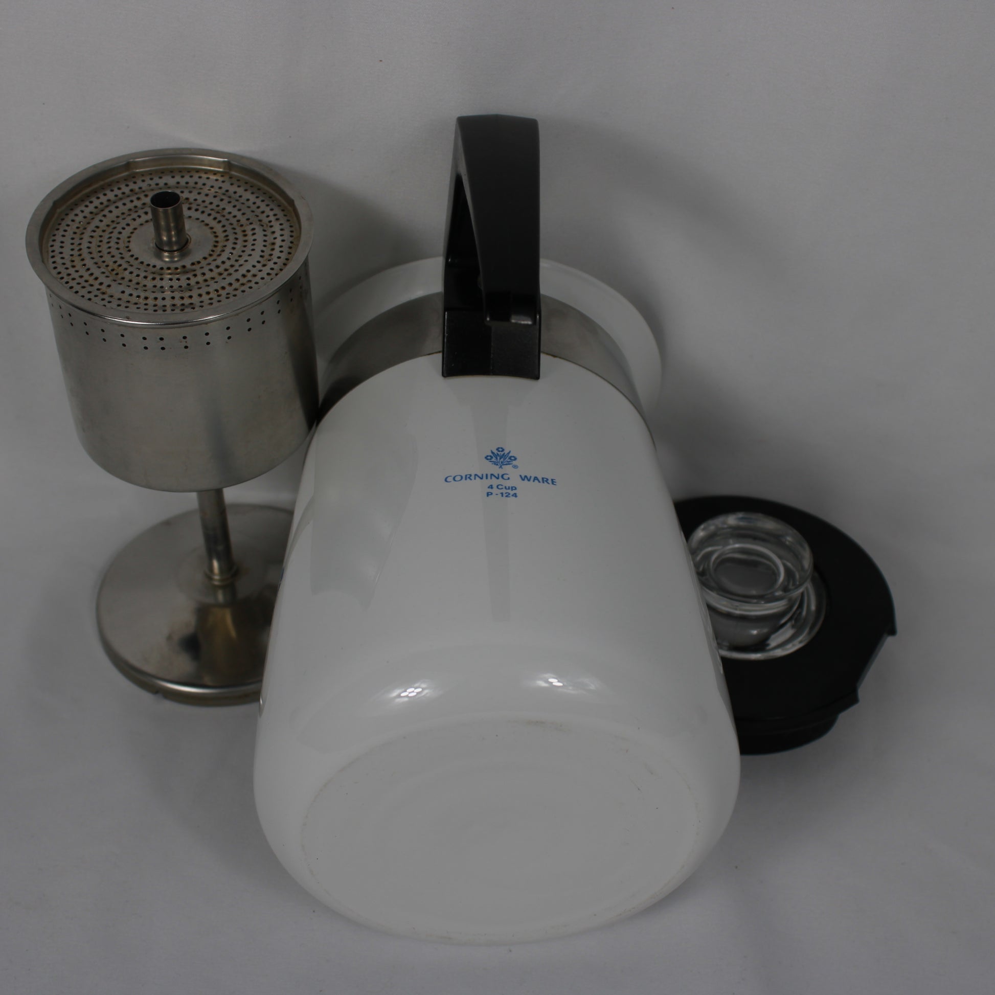 Corning Ware Cornflower Blue 4-Cup Coffee Percolator P-124 Complete