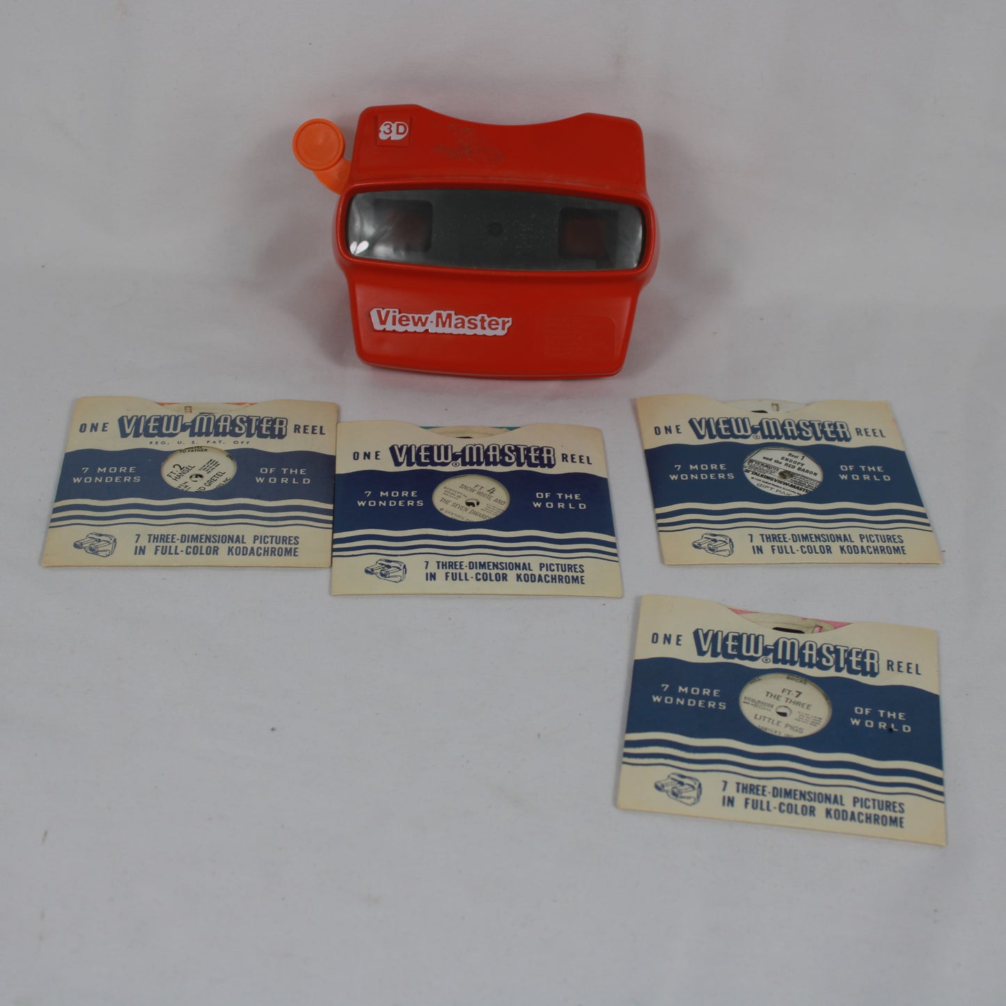 Red GAF View-Master 3D Viewer with 5 Reels Set