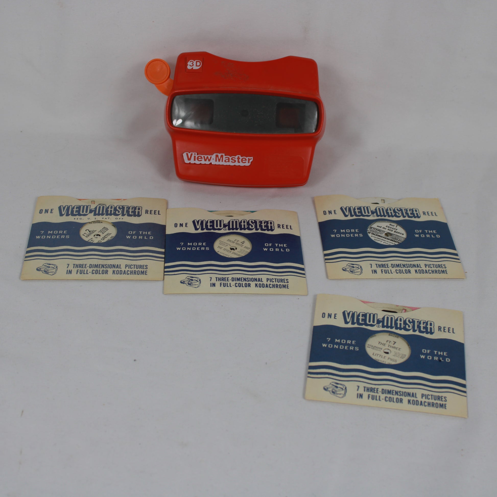 Red GAF View-Master 3D Viewer with 5 Reels Set