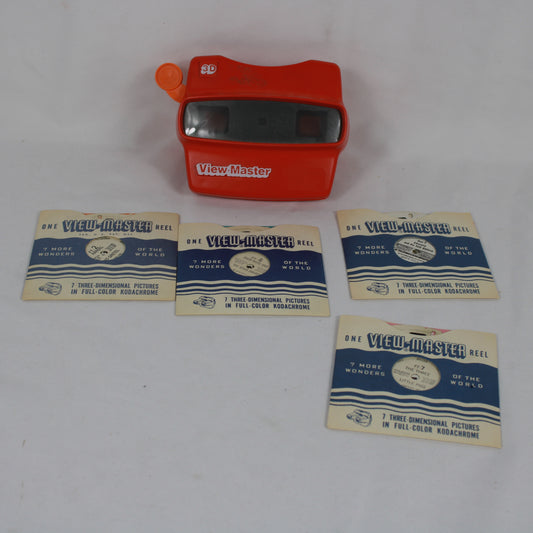 Red GAF View-Master 3D Viewer with 5 Reels Set