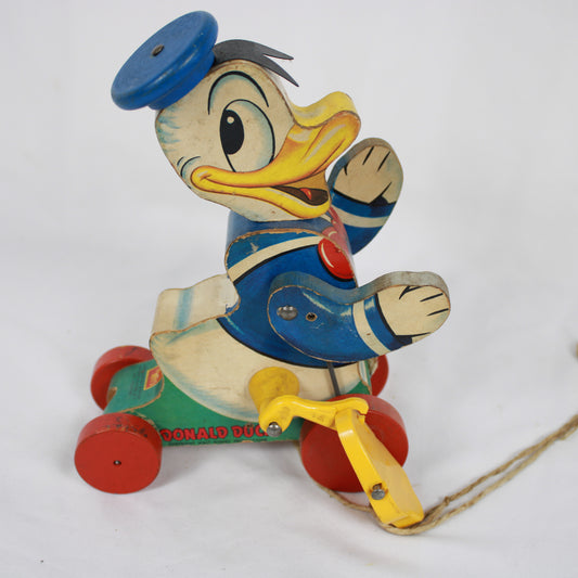 1950s Fisher-Price Donald Duck Wooden Pull Toy No. 765
