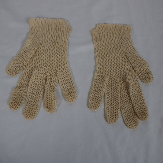 Cream Crochet Cotton Lace Gloves - Short Wrist-Length Dress Accessories