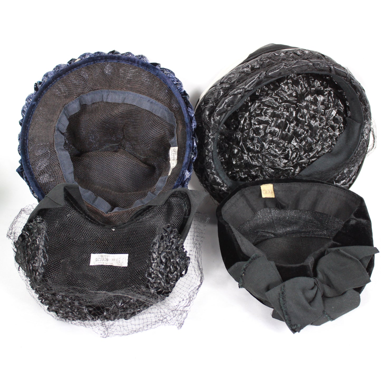 1950s-1960s Women's Millinery Hat Lot - Set of 8 - Floral, Lace, Pillbox & Fascinator Styles