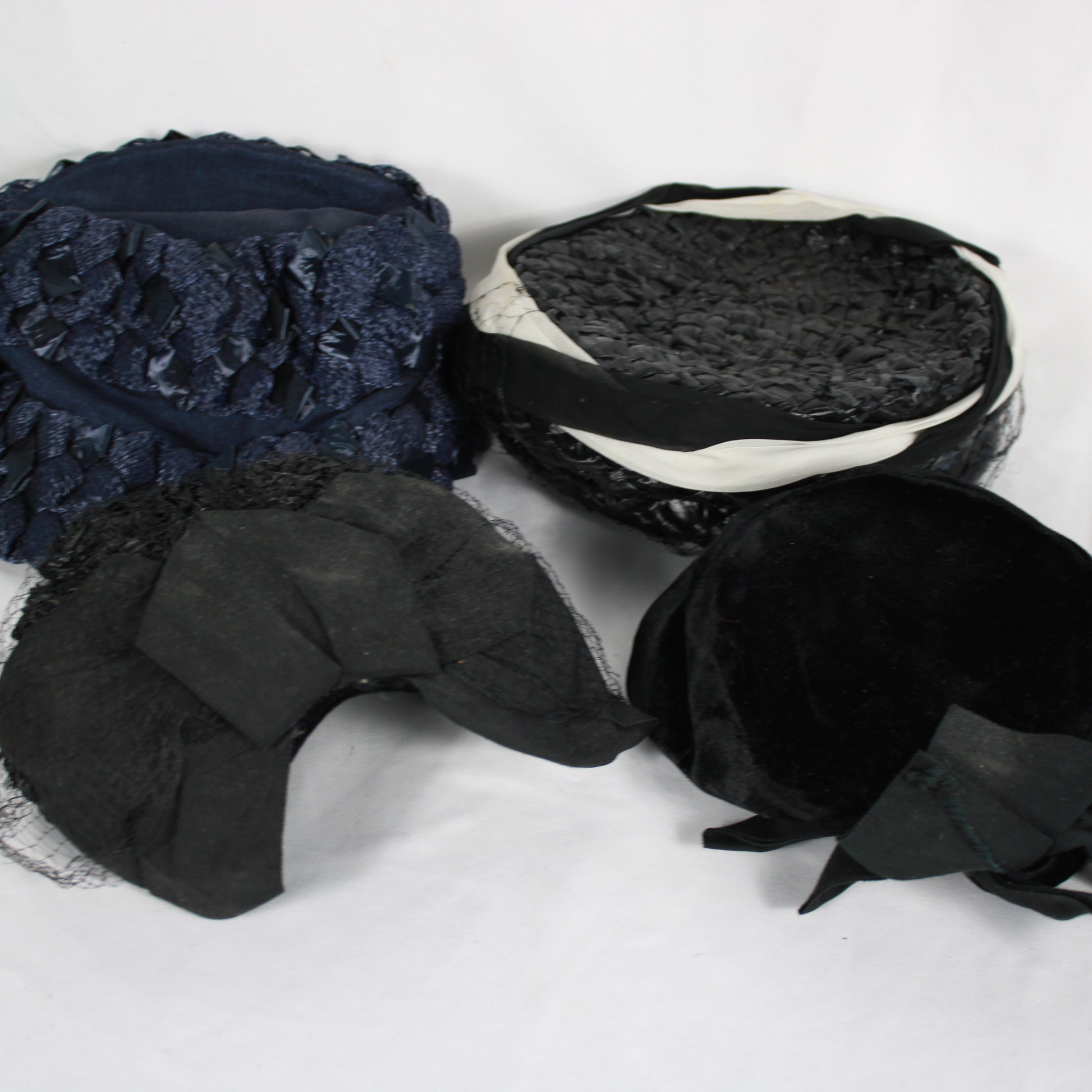 1950s-1960s Women's Millinery Hat Lot - Set of 8 - Floral, Lace, Pillbox & Fascinator Styles