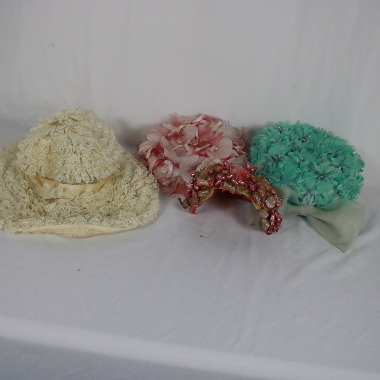 1950s-1960s Women's Millinery Hat Lot - Set of 8 - Floral, Lace, Pillbox & Fascinator Styles