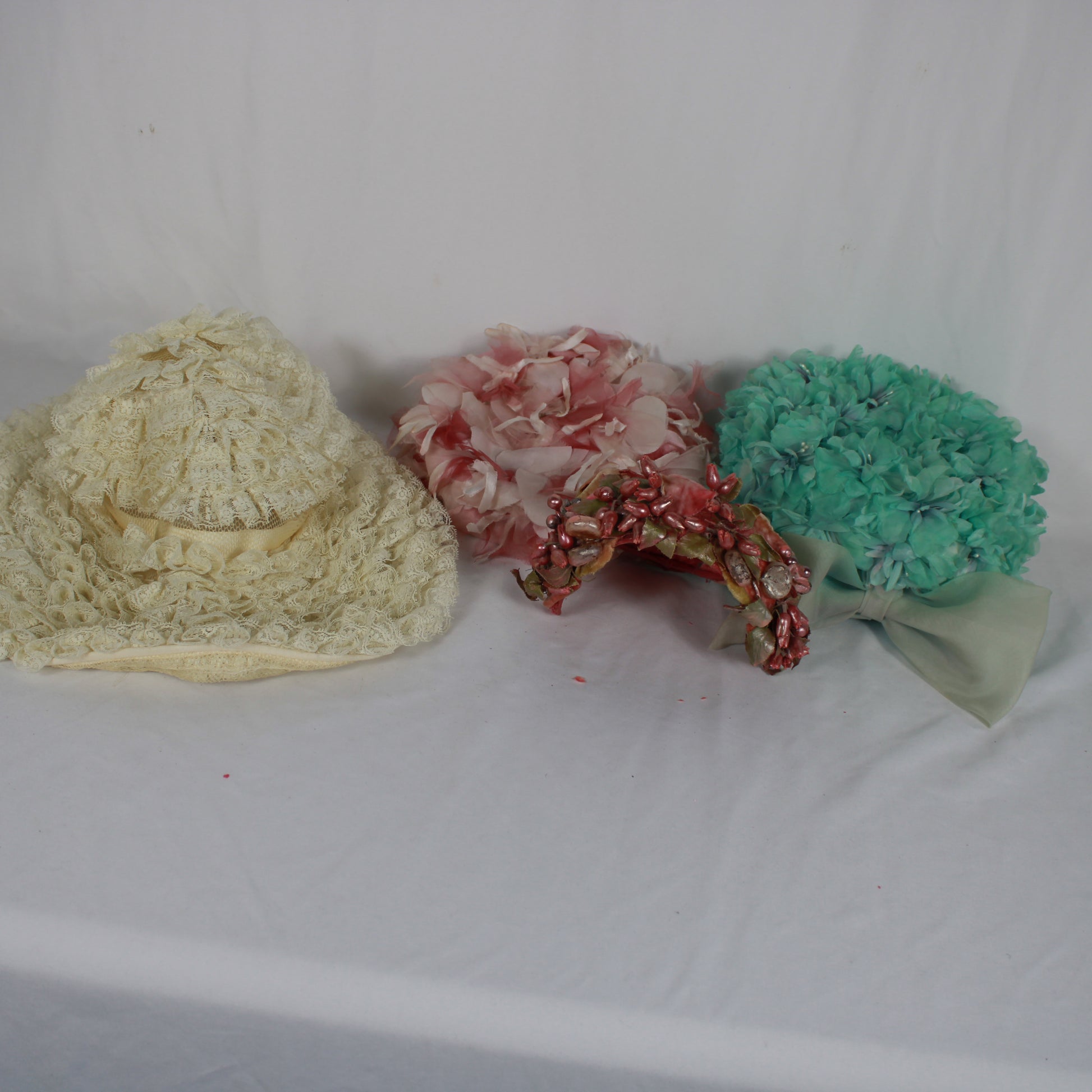 1950s-1960s Women's Millinery Hat Lot - Set of 8 - Floral, Lace, Pillbox & Fascinator Styles