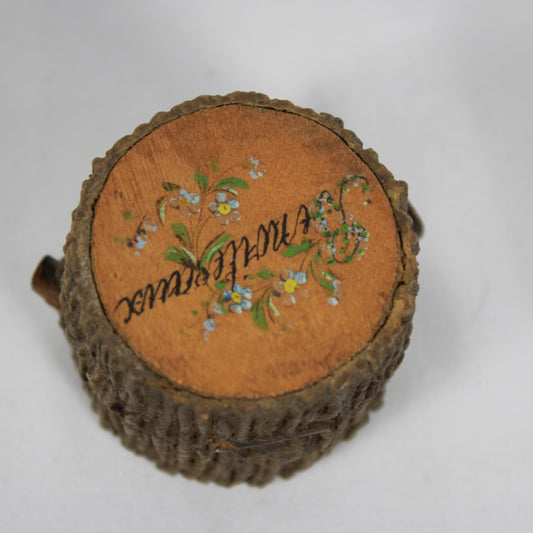19th C Austro-Hungarian Faux Bark Travelling Inkwell – Montreux Floral Lid