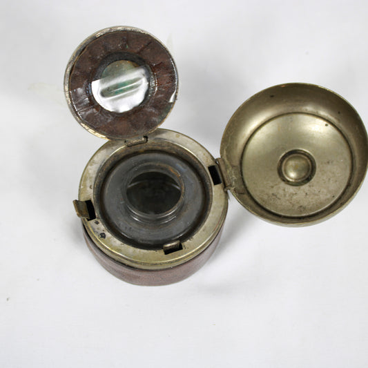 19th C Austro-Hungarian Portable Leather Inkwell – Imperial Patent Stamp