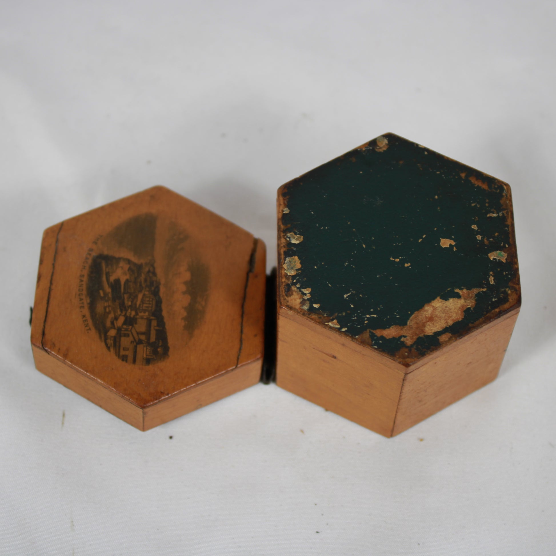 19th C Mauchline Ware Wooden Inkwell Box – Sandgate, Kent Souvenir