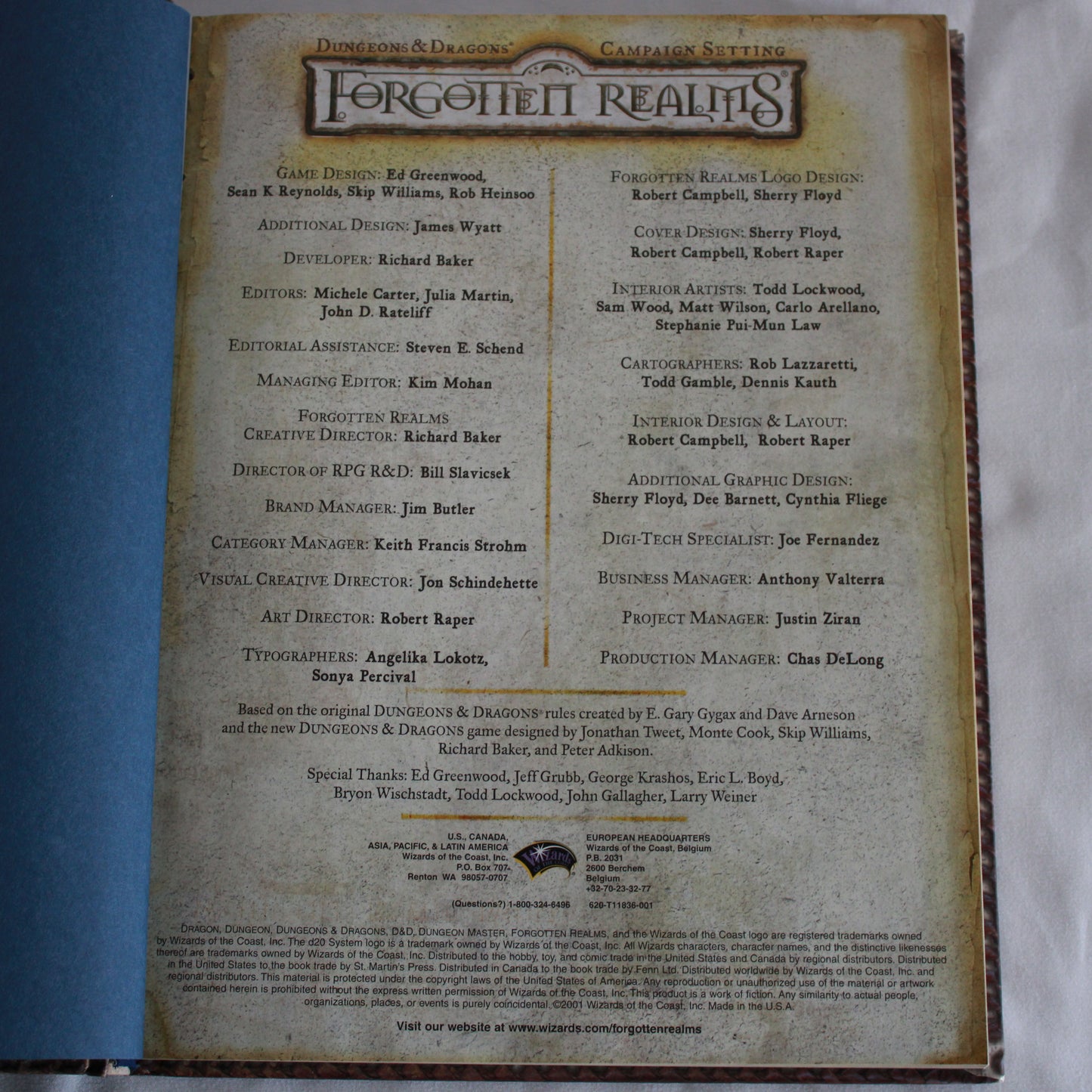 Dungeons & Dragons Forgotten Realms Campaign Setting Hardcover (3rd Edition, 2001) - ISBN 0786918365