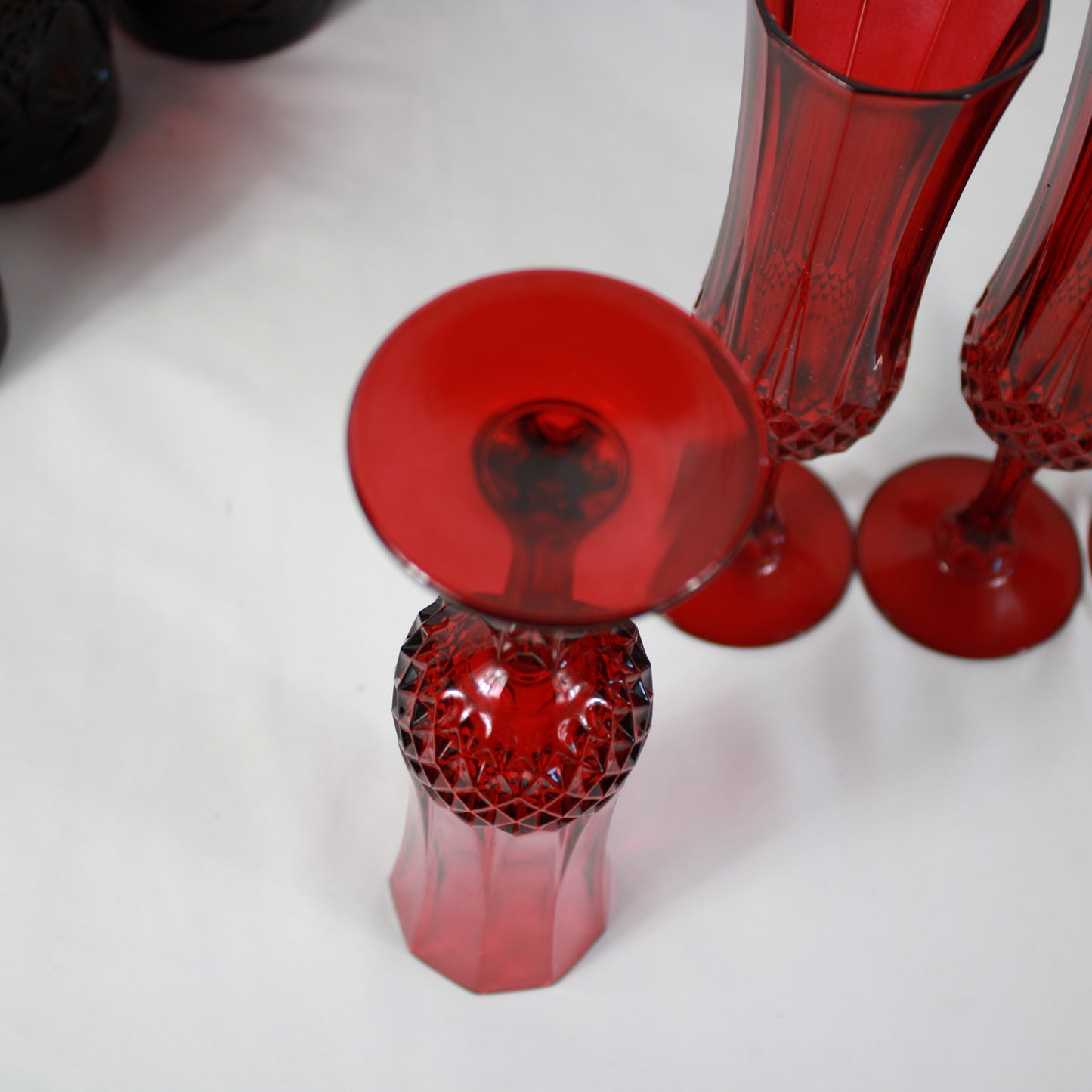 Cristal D’Arques Durand Antique Ruby Red Glassware Set - Made in France