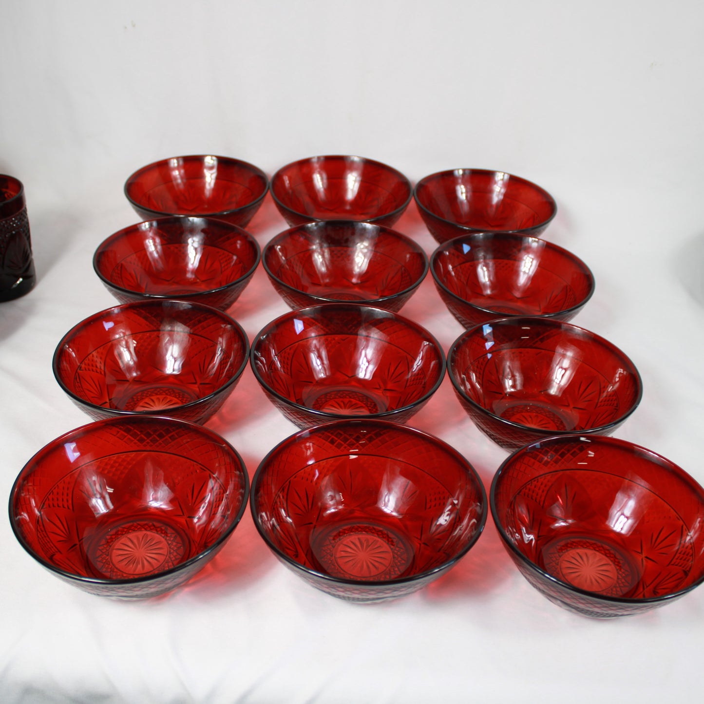 Cristal D’Arques Durand Antique Ruby Red Glassware Set - Made in France