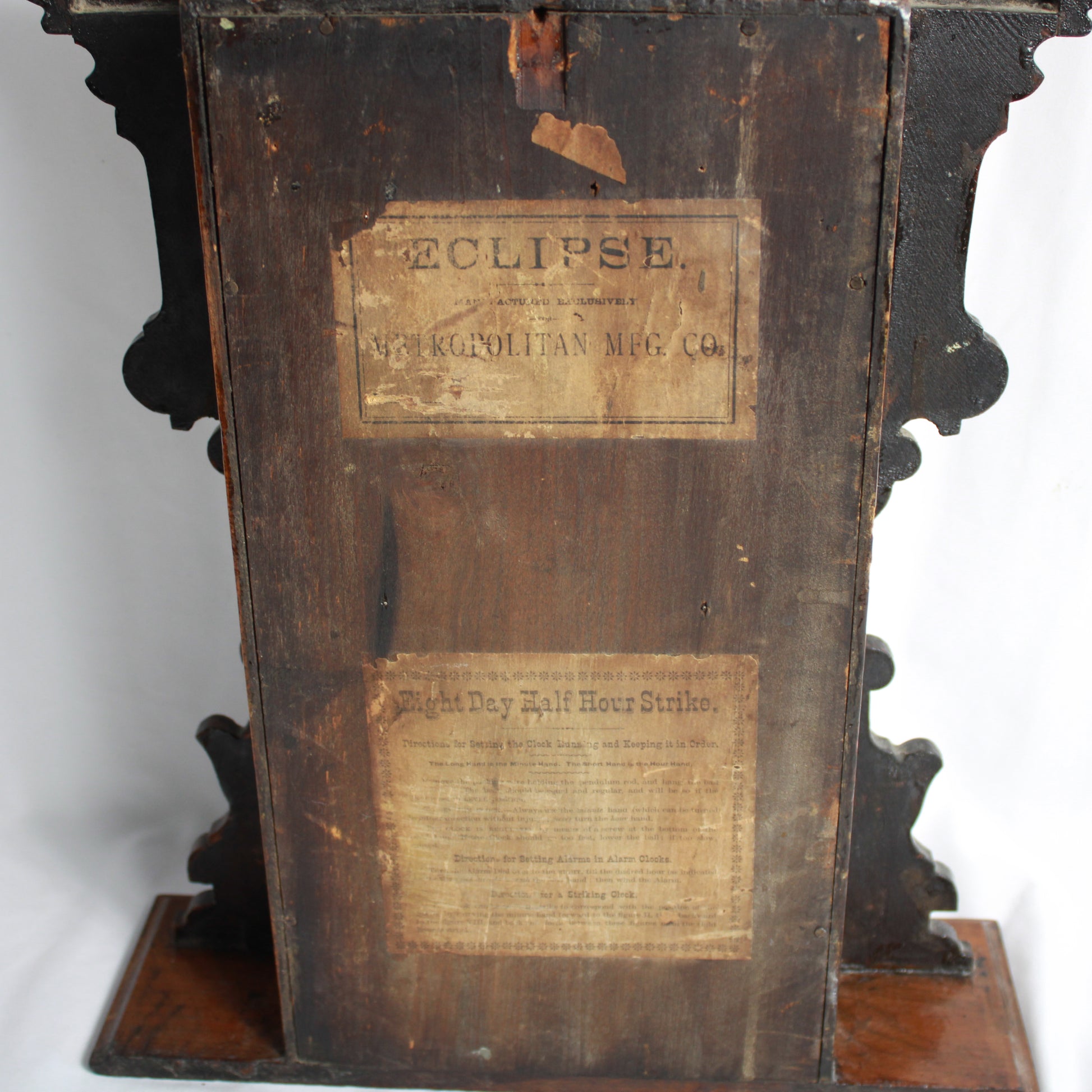Antique C.1885 E.N. Welch "Eclipse" 8-Day Gingerbread Parlor Clock with Key & Pendulum
