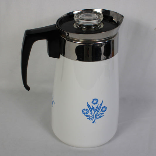 Vintage Corning Ware Blue Cornflower 9-Cup Stovetop Coffee Percolator P-119
