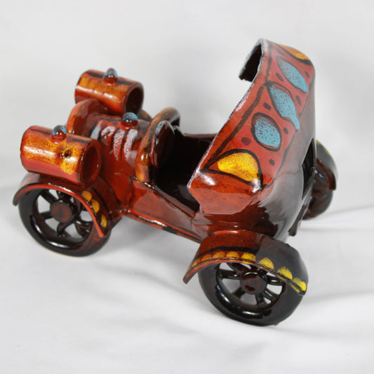 Studio Errevi Glazed Ceramic Old Timer Automobile Sculpture