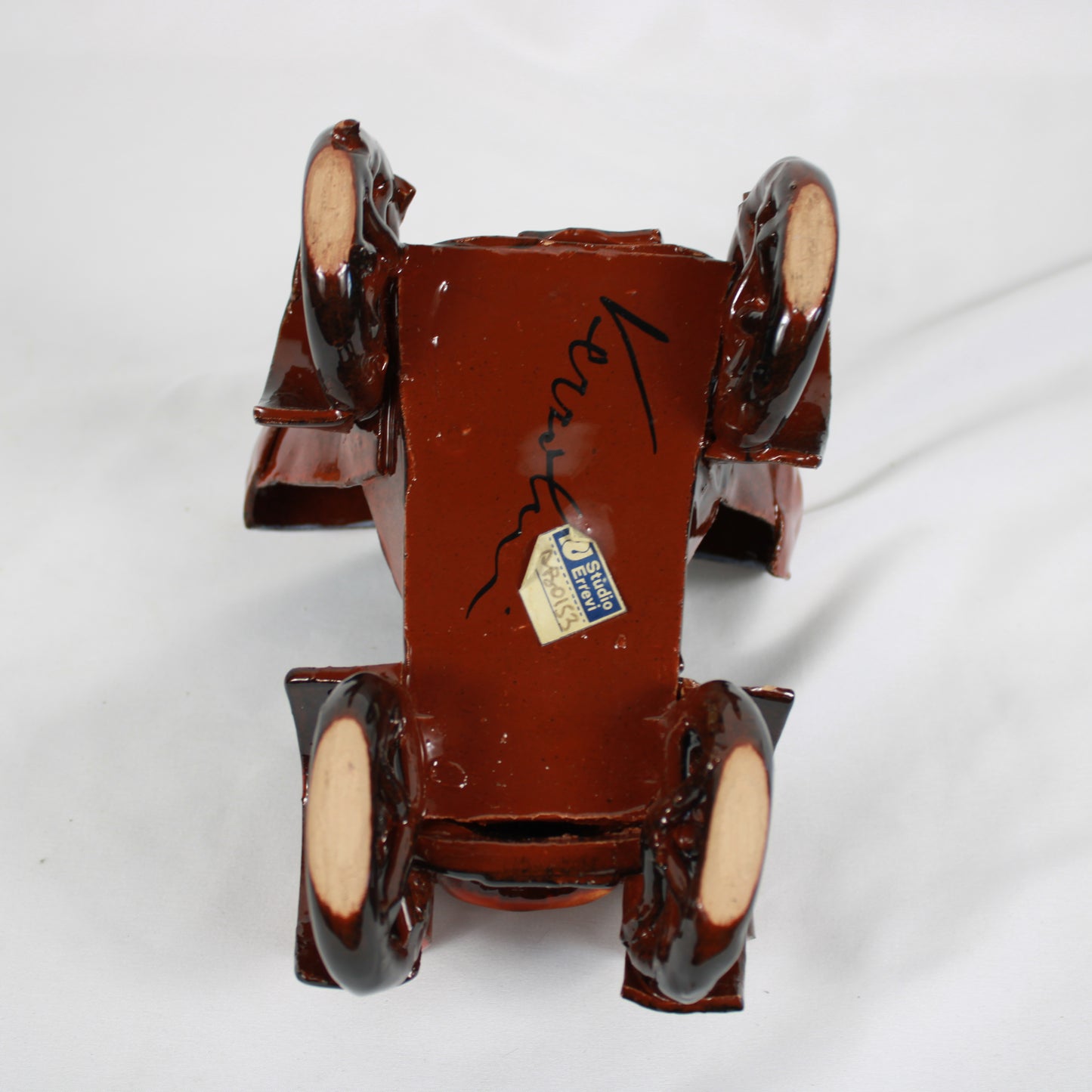 Studio Errevi Glazed Ceramic Old Timer Automobile Sculpture