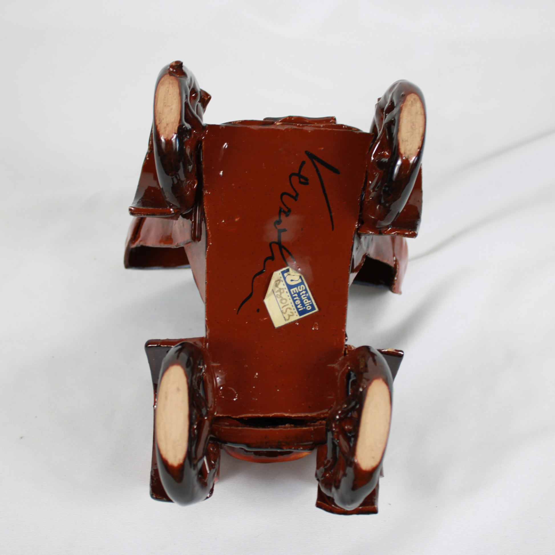 Studio Errevi Glazed Ceramic Old Timer Automobile Sculpture