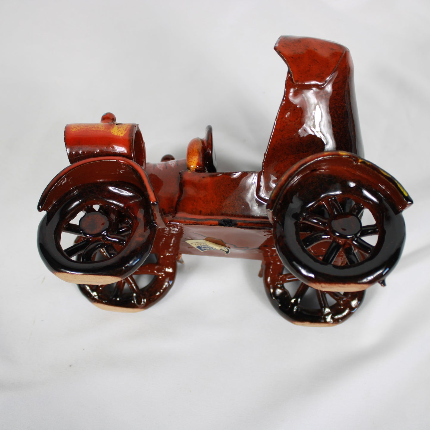 Studio Errevi Glazed Ceramic Old Timer Automobile Sculpture