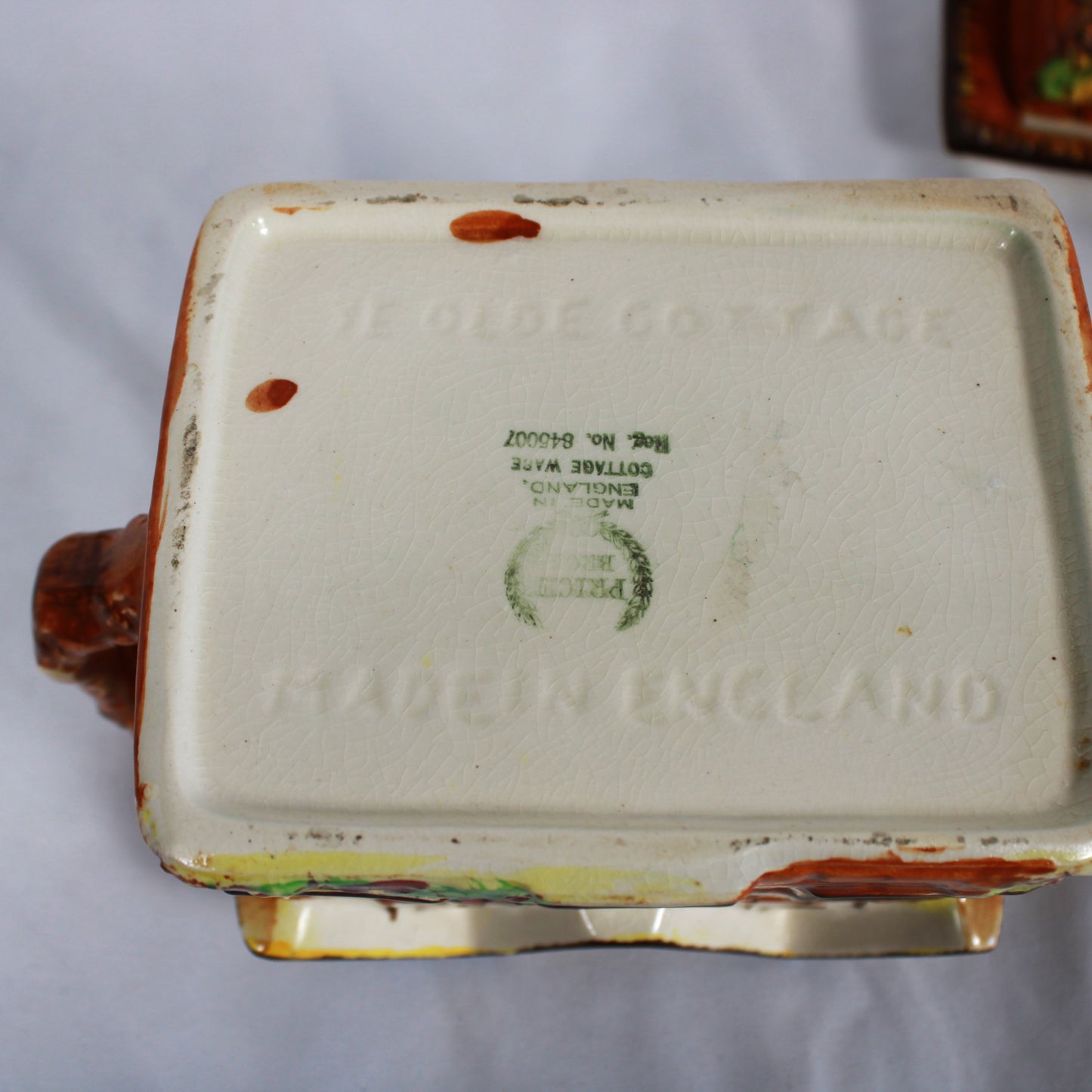 Vintage Price Bros Ye Olde Cottage Ware Teapot and Covered Butter Dish Set - Made in England