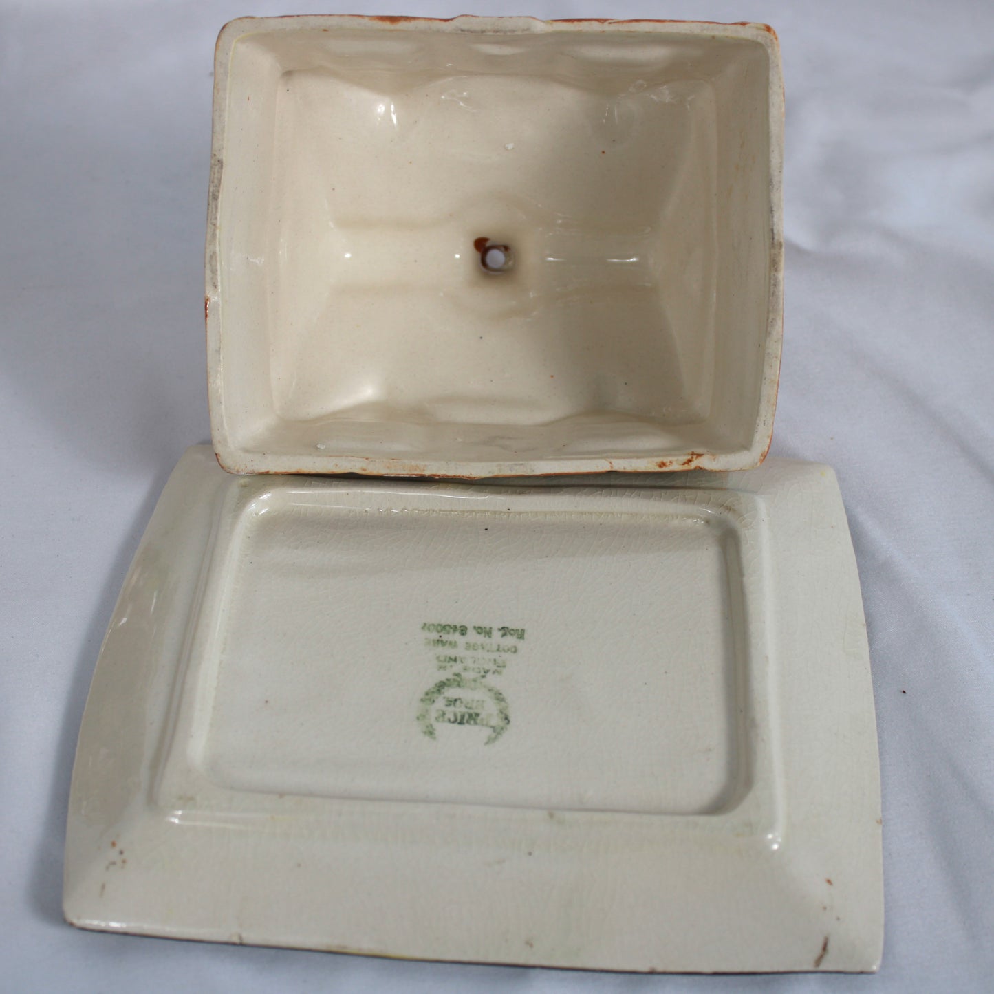 Vintage Price Bros Ye Olde Cottage Ware Teapot and Covered Butter Dish Set - Made in England